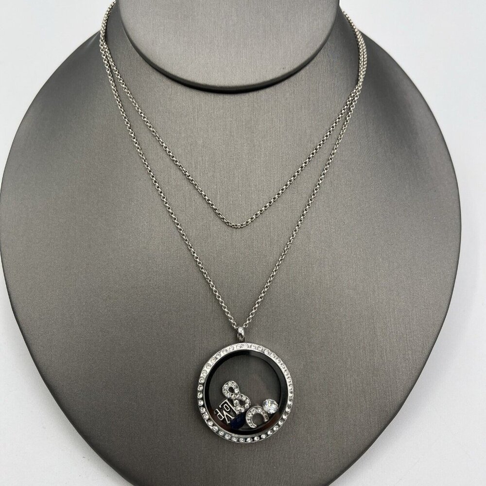 Origami Owl Locket Necklace Inspirational Charm Crystal Love Infinity 32" - Picture 3 of 8
